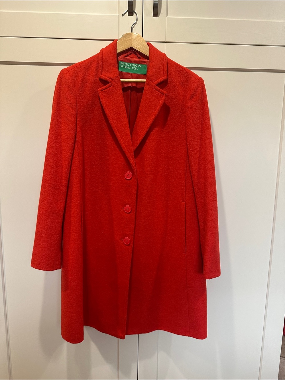 United Colors of Benetton Vibrant Red Wool-Blend Pea Coat